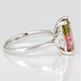Platinum bi-coloured tourmaline and diamond ring  side