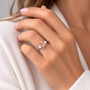 Platinum oval cut Imperial topaz and round brilliant cut diamond ring