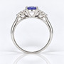 Platinum oval cut Ceylon sapphire and round brilliant cut diamond ring profile