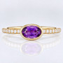 9ct gold rubover-set amethyst ring with diamond-set shoulders