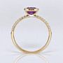 9ct gold rubover-set amethyst ring with diamond-set shoulders profile