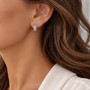 9ct white gold round brilliant cut diamond bubble hoop earrings in ear