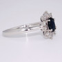 9ct white gold oval cut sapphire and diamond cluster ring side