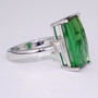 Platinum green tourmaline and diamond ring side