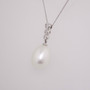 9ct white gold pearl and diamond necklace side