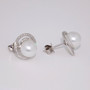 9ct white gold pearl and diamond swirl stud earrings side