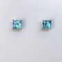 9ct white gold square cut blue topaz earrings