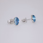 9ct white gold cabochon blue topaz earrings side