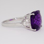 18ct white gold fancy cushion cut amethyst and diamond ring side