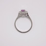 Platinum pink sapphire and diamond cluster ring top