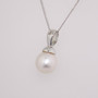 9ct white gold pearl and diamond necklace side