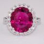 18ct white gold pink tourmaline and diamond cluster ring