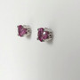 18ct white gold pink sapphire solitaire stud earrings side