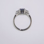 Platinum scissor cut sapphire and diamond ring top