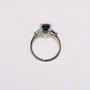 Platinum teal sapphire and diamond ring