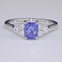 Platinum scissor cut sapphire and diamond ring