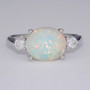 9ct white gold opal and diamond ring