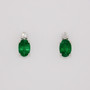 18ct white gold oval cut emerald and diamond earrings