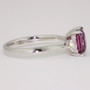 Platinum natural pink cushion cut spinel and round brilliant cut diamond ring side