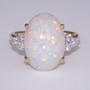 9ct gold Ethiopian water opal and diamond ring