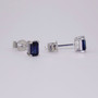 9ct white gold emerald cut sapphire stud earrings side