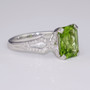 9ct white gold scissor cut peridot and diamond ring side