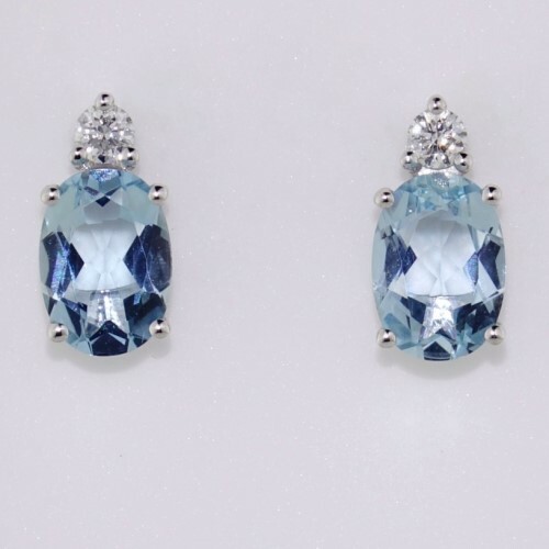 14k White & Yellow Gold Genuine 5.82 Cttw Aquamarine & Diamond Dangle Stud  Earrings – Exeter Jewelers