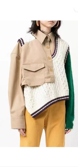 Half and half khaki sweater