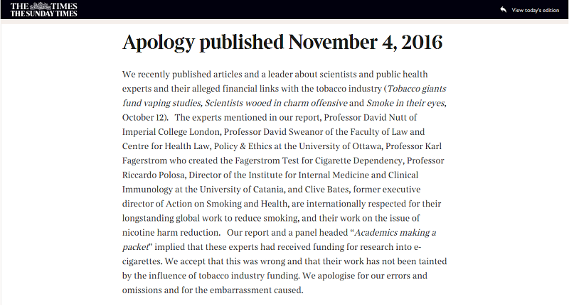 The Defaming Article By Times Newspaper And Their Apology To Scientists The Defaming Article By Times Newspaper And Their Apology To Scientists