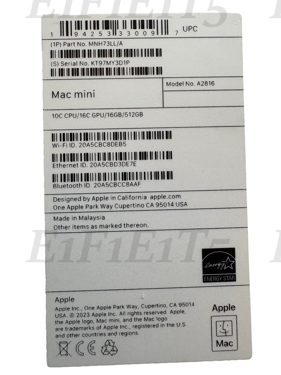 Apple Mac Mini M2 Pro 10-Core CPU 16-CoreGPU 2023 512GB SSD 16GB RAM Silver