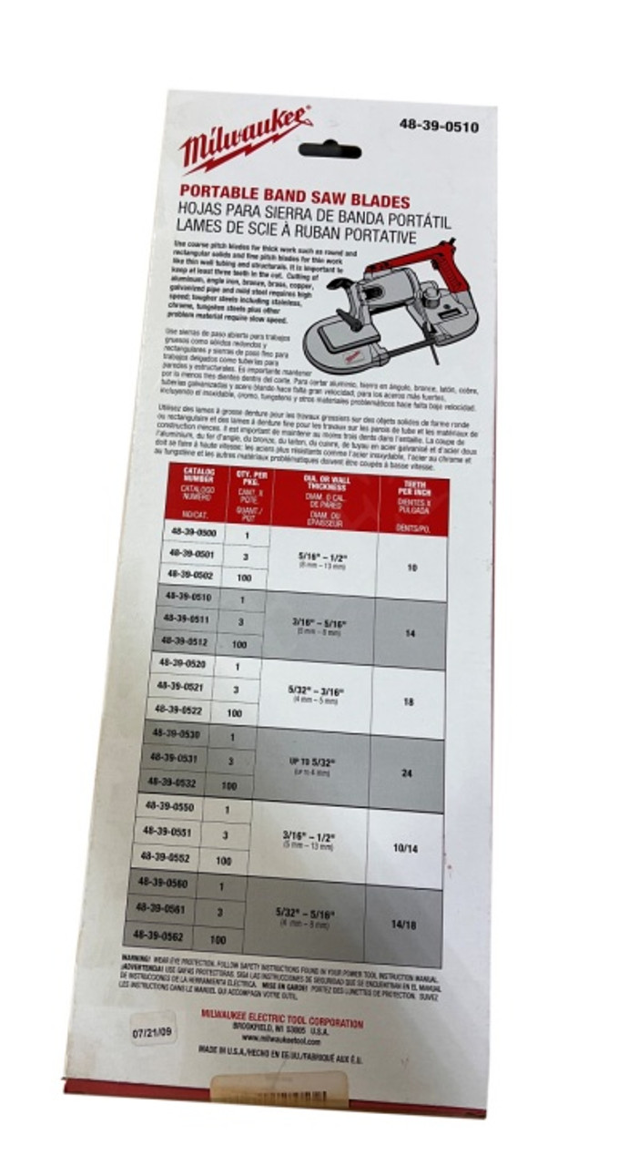 Milwaukee 48-39-0510 Band Saw Blades 14 TPI