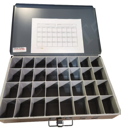 CONTAINER BOX, SMALL PARTS HEAVY DUTY STEEL 32 COMPARTMENT