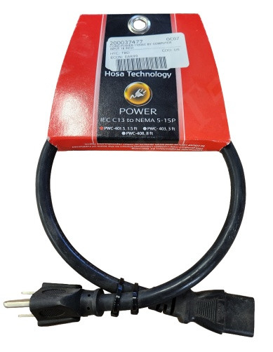HOSA TECHNOLOGY PWC-401.5 POWER CORD 110VAC BY COMPUTER INPUT 18 INCH