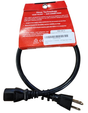 HOSA TECHNOLOGY PWC-401.5 POWER CORD 110VAC BY COMPUTER INPUT 18 INCH