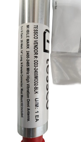 MOBILE MARK OD3-2400MOD2-BLK ANTENNA,2.4-2.485 GHZ 3 DBI OMNI HIGH VIBRATION 25 WATT 14IN LONG N FEMALE CONNECTOR BLK