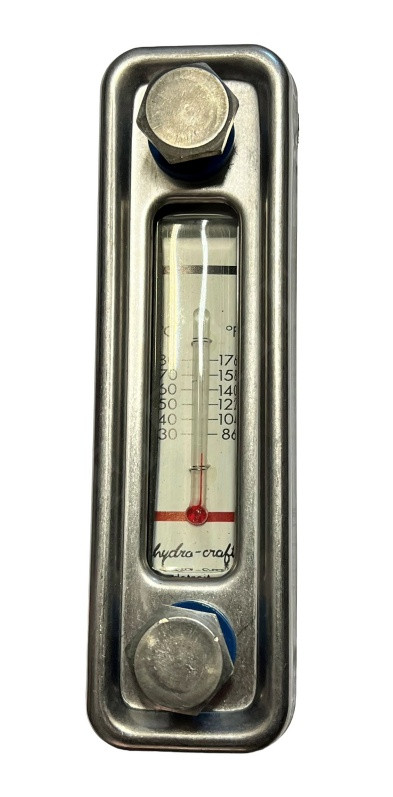 HYDRO-CRAFT HSG-55-SS GAUGE,LEVEL SIGHT WITH THERMOMETER SS FLUSH MOUNT 5IN CENTER