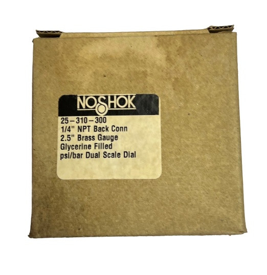NOSHOK 25-310-300-PSI PRESSURE GAUGE 0-300 PSI/BAR BACK MT 2-1/2 DIAL