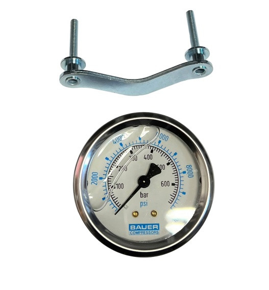 BAUER COMPRESSORS GAG-0175W PRESSURE GAUGE 0-10000 PSI/BAR,2.5 ,1/4 CBM,SILC