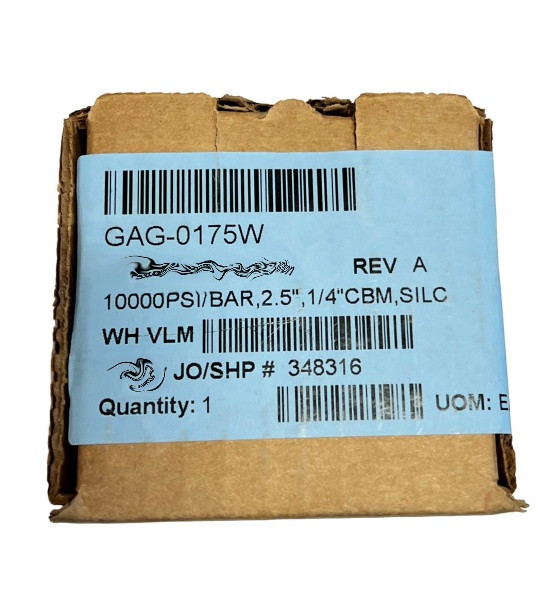 BAUER COMPRESSORS GAG-0175W PRESSURE GAUGE 0-10000 PSI/BAR,2.5 ,1/4 CBM,SILC
