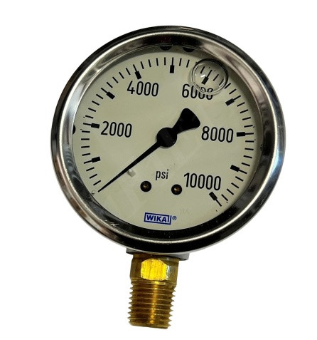 WIKA INSTRUMENTS CORPORATION 213.53 2.5 10000PSI 1/4 L PRESSURE GAUGE 0-10000 PSI 1/4 BOTTOM 2-1/2 DIAL GF 304 SS