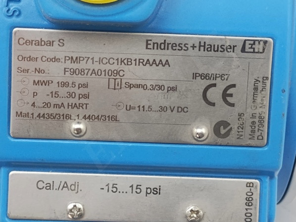 ENDRESS HAUSER PMP71-ICC1KB1RAAAA PRESSURE TRANSDUCER 0-150 PSI 4-20mA