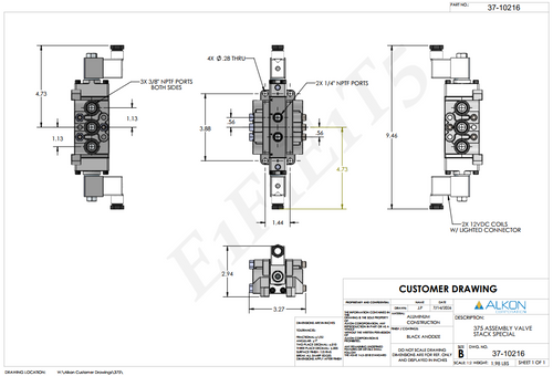ALKON CORPORATION 37-10216 PNEUMATIC STACK VALVE 12V