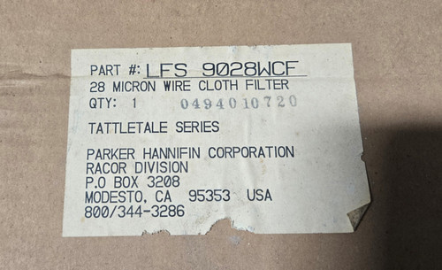 PARKER LFS-9028WCF SCREEN 9 INCH 28 MICRON STAINLESS FOR LFS 90 SERIES