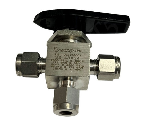 SWAGELOK SS-43GXS4 BALL VALVE 1/4 3-WAY TUBE SS