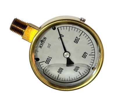 NOSHOK 25-300-1000/COC PRESSURE GAUGE 0-1000 PSI 2.50 1/4NPT W/NIST CERT BRASS