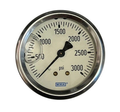 WIKA INSTRUMENTS CORPORATION 9767266 PRESSURE GAUGE 0-3000 PSI 2-1/2IN 1/4 NPT REAR PANEL MT