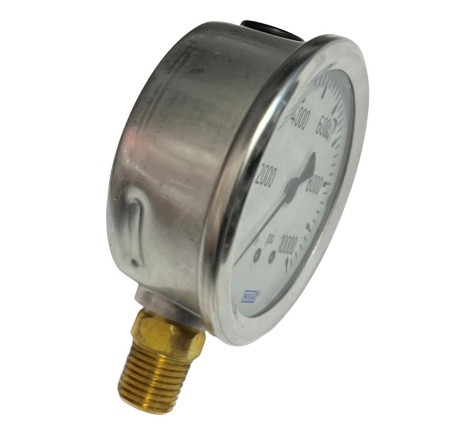 WIKA INSTRUMENTS CORPORATION 213.53 2.5 10000PSI 1/4 L PRESSURE GAUGE 0-10000 PSI 1/4 BOTTOM 2-1/2 DIAL GF 304 SS