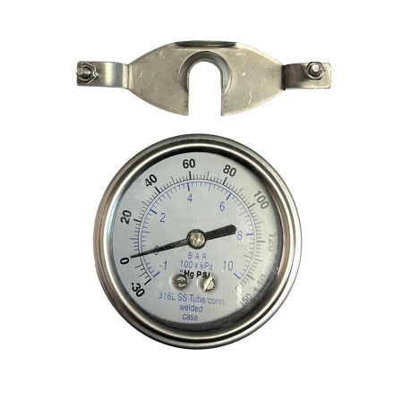 PIC GAUGES 303D-254CF PRESSURE GAUGE 30HG-0-150 PSI CBM SS