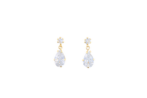 SHORT 3/DROP STUD EARRING WITH WHITE ZIRCONIA IN 10K