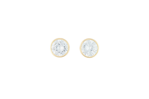 10K CUBE STUD EARRING WITH CRYSTALS